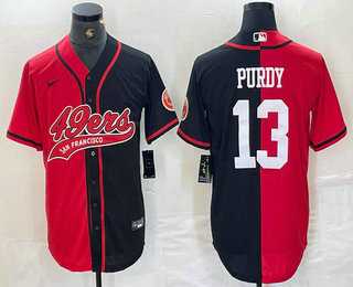 Men's San Francisco 49ers #13 Brock Purdy Red Black Two Tone Cool Base Stitched Baseball Jersey,We sell and wholesale Men's San Francisco 49ers #13 Brock Purdy Red Black Two Tone Cool Base Stitched Baseball Jersey on line form chian!